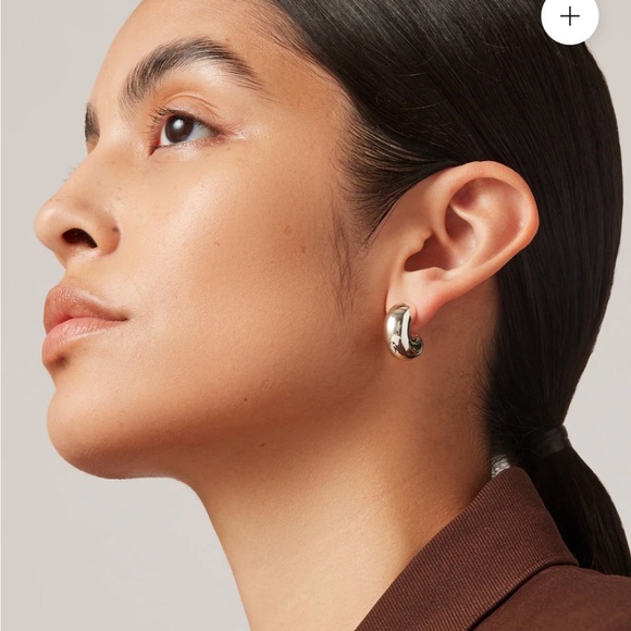 Jenny Bird Tome Hoops Medium Silver NWT - Picture 2 of 8